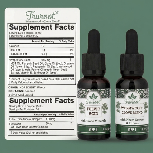 Truroot® GutCleanse 2-Step Parasite Cleanse Kit - Natural Herbal Detox for a Cleaner, Healthier Gut
