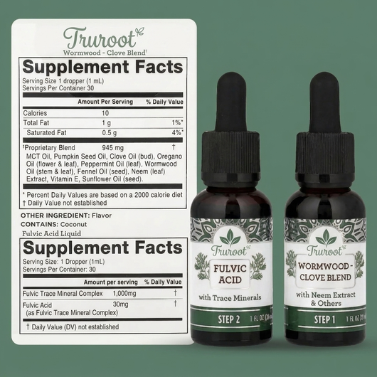 Truroot® GutCleanse 2-Step Parasite Cleanse Kit - Natural Herbal Detox for a Cleaner, Healthier Gut